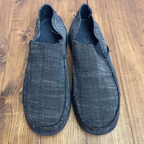 Crocs Mens Santa Cruz Slip on loafers in linen black size 8 - Picture 2 of 10